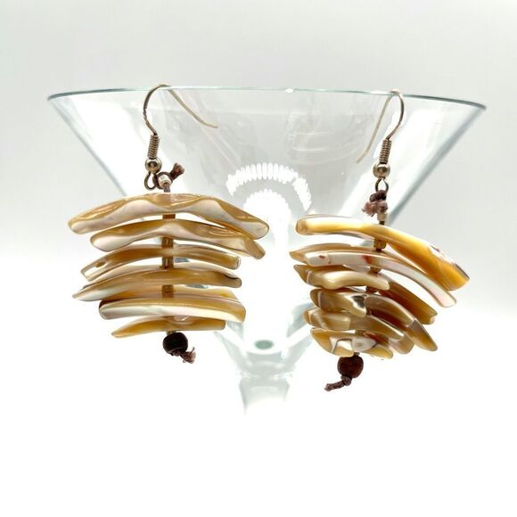 Mother of Pearl Dangle Earrings - Picture 2 of 5